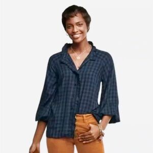 Blue Checkered Button Down Shirt by CAbi